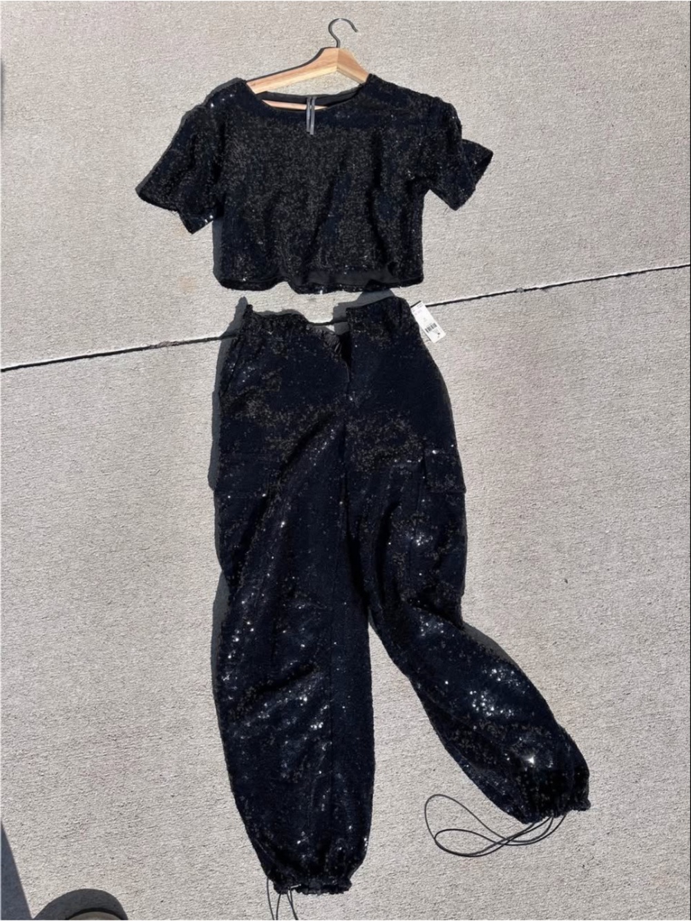 Anthropologie Black Sequin Jogger Pants - Women's Sparkle Pull-On Pants
